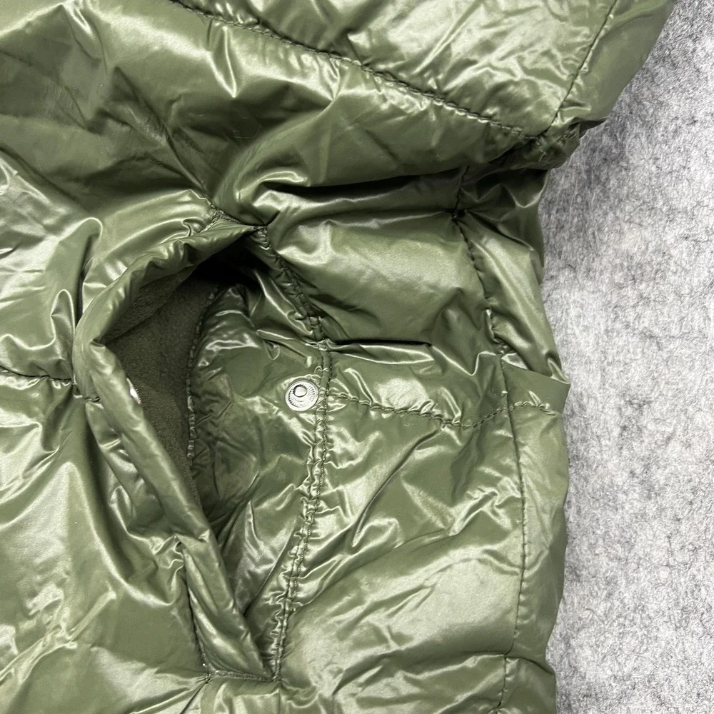Old Navy Hooded Puffer Vest Womens Large Green Quilted‎ Fleece Lined About Thyme